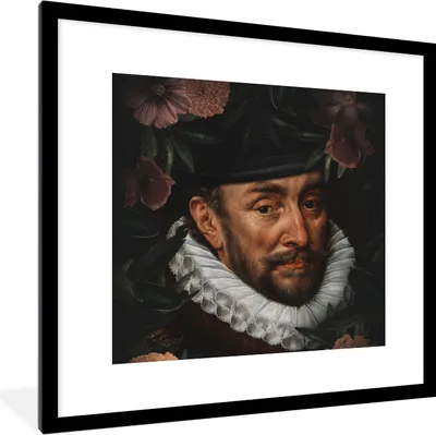 Produktbild von MuchoWow® MuchoWow® Gerahmtes Poster Wilhelm von Oranien - Kunst - Blume 40x40 cm - Poster mit zchwarzem Bilderrahmen - Poster - Plakat im Rahmen