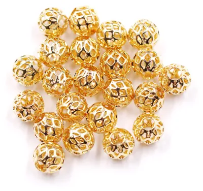 Messingperlen 8 mm, 100 Stück, 14K Gold, für Schmuck