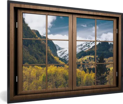 Produktbild von MuchoWow® MuchoWow® Gerahmtes Poster Aussicht - Schnee - Berg 90x60 cm - Poster mit zchwarzem Bilderrahmen - Fotorahmen - Foto-Plakat