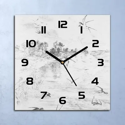 Produktbild von Wanduhr Echt-Glas-Küchenuhr Sauen Kunst Quarz Lautlos 30x30 Deko Bilder