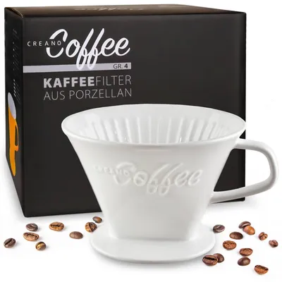 Produktbild von Creano Porzellan Kaffeefilter - Filter Größe 4 für Kaffeefilter Gr. 1x4 - Weiß