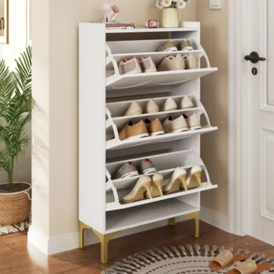 Produktbild von Moderner Schuhschrank,Schuhschränke Dreistöckiges Design mit großem Stauraum,platzsparende Schuhaufbewahrung im Eingangsbereich