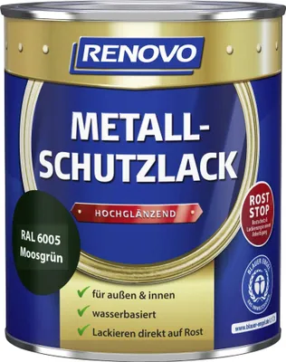 Produktbild von RENOVO Metallschutzlack Hochglänzend 0,75 L Farbwahl , Farbe:Ral 6005 Moosgrün