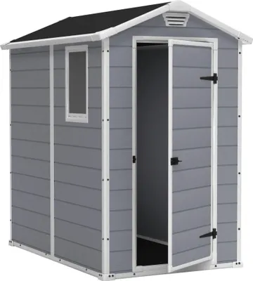 Immagine prodotto di Casetta da giardino Keter Manor 4x6, 130x192x198cm, capacità 3,8m³, resistente alle intemperie, senza manutenzione, grigio