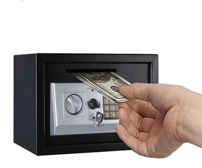 Produktbild von Digitaler Safe 16 l - Sicherheitstresor für Zuhause und Büro - Stahlkonstruktion - Elektronisches Tastenfeldschloss - 2 Schlüssel - 35x25x25 cm - Schwarz