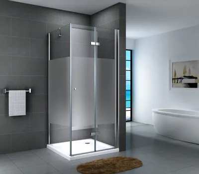 Produktbild von Glasdusche Leine Set 5 cm  Teilsatiniert Größe:80 x 80 x 190 cm  ohne Duschtasse und Ablauf