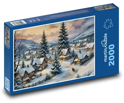 Zdjęcie produktu dla Puzzle 2000 Zimowy czas w ośnieżonej wiosce - martinpuzzle