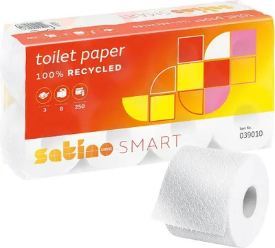 Produktbild von Satino by wepa Toilettenpapier SMART 3-lagig Recyclingpapier, 8 Rollen