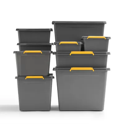 Produktbild von Kreher Aufbewahrungsbox 'Solid Box' aus Kunststoff mit Deckel und Rollen (60 Liter Volumen)