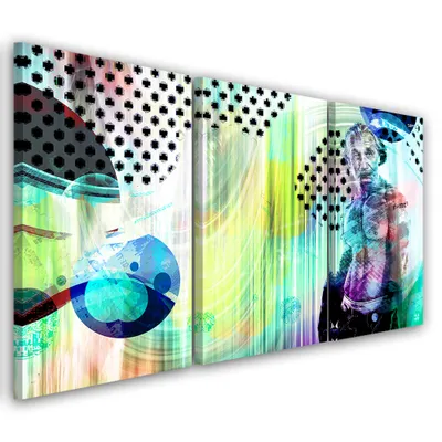 Produktbild von Triptychon auf leinwand farbige menschen 60x40 cm Feeby farbe wandbild bereit zum aufhängen