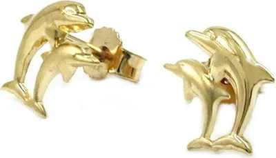Produktbild von Stecker Ohrstecker Delfine Delfin-Pärchen aus 375 Gold Gelbgold Goldohrstecker