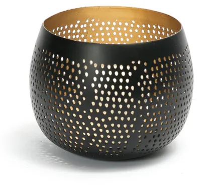 Immagine prodotto di Bazar Bizar Portacandela in ottone nero e oro 10x10x12 cm