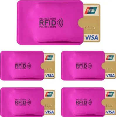 Produktbild von 5x RFID Schutzhülle Blocker NFC Datenschutz Abschirmung EC Karte Kreditkarte Kartenschutzhülle Pink