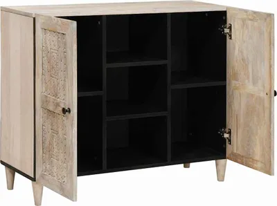 Imagen del producto de Mueble aparador vidaXL, blanco envejecido, 90 x 33 x 75 cm, madera maciza de mango