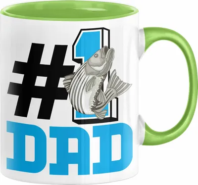 Produktbild von Fischer Nummer 1 Dad Vater Tasse Geschenk Angler Papa Geschenkidee Bester Papa Der Welt Vatertag Lustige Geschenkidee (Grün)