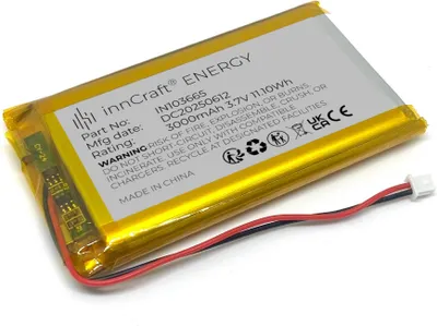 Image de Batterie lithium polymère innCraft Energy 3000mAh 3.7V, 65x36x10 Modèle 103665 2P Molex 51021-020 Connecteur 1.25mm