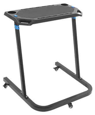 Produktbild von Mobiler Fahrradtrainer-Tisch - Höhenverstellbarer Schreibtisch 82–120 cm - Klappbar - Feststellrollen - Belastbar bis 50 kg - Schwarz