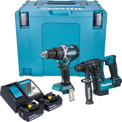 Produktbild von Makita DLX 2278 RTJ Akku Kombo Kit + DHP 484 Schlagbohrschrauber 54 Nm + DHR 171 Bohrhammer 1,2 J + 2x Akku 5,0 Ah + Ladegerät + Makpac