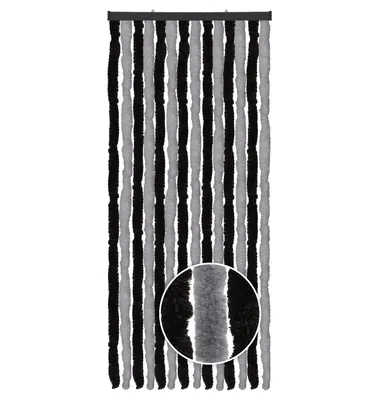Produktbild von Flauschvorhang Wohnmobil 56x185cm Meliert Schwarz/Anthrazit, Chenille Insektenschutz, Türvorhang für Camping, geräuschlos, wetterfest, luftdurchlässig