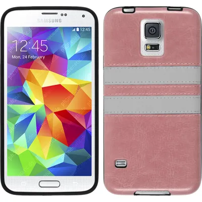 Produktbild von PhoneNatic Case kompatibel mit Samsung Galaxy S5 - rosa Silikon Hülle Stripes + 2 Schutzfolien