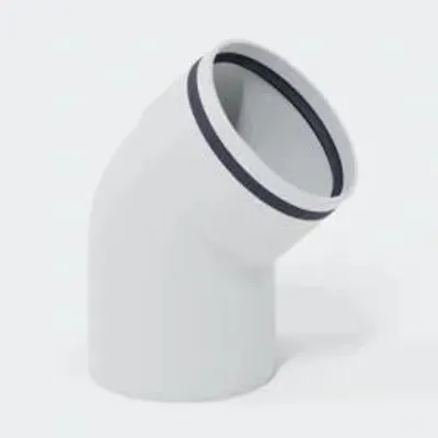 Productafbeelding van POLOPLAST Bochten, DN160, POLO-KAL 3S, PP-MD, Ø160mm, 45°, wit, 1 stuk.