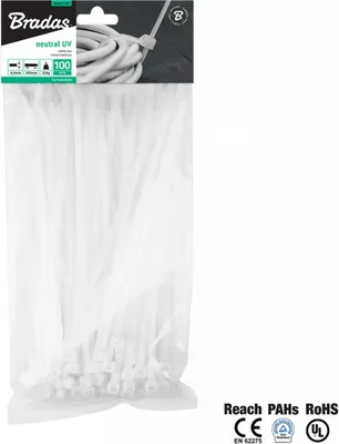 Obrázek produktu pro Bradas TS1136200N, Průhledná, 1 hlava/hlavy, CE, PAHs, 200 mm, 3,6 mm, 100 kusů