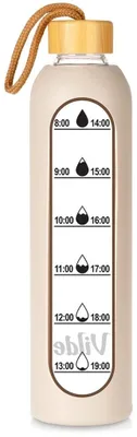 Image de Bouteille d'eau en verre avec housse en silicone beige, 1 L