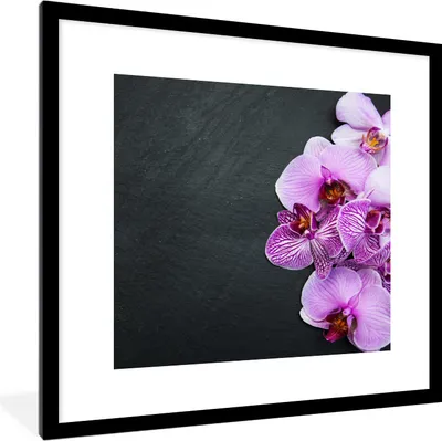 Produktbild von MuchoWow® Gerahmtes Poster Orchidee - Blumen - Rosa - Flora 40x40 cm - Poster mit Schwarzem Bilderrahmen Wandposter Rahmen Foto Bilder - Poster - Plakat im Rahmen