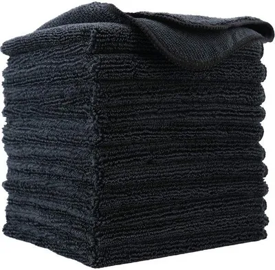 Zdjęcie produktu dla Zestaw 12 czarnych ściereczek z mikrofibry Unyqoos®, 30 x 30 cm – wyjątkowo chłonne, szybko schnące, idealne do czyszczenia bez smug i polerowania (samochody, dom, biuro)