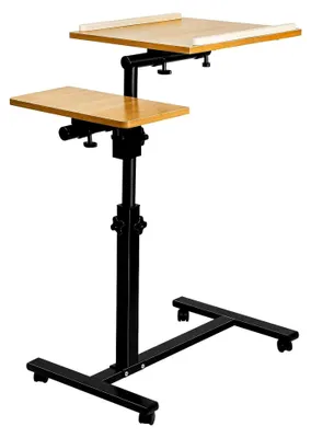 Produktbild von Beistelltisch mit Rollen, höhenverstellbar, für Wohnzimmer und Schlafzimmer, 70 x 44 x 95 cm (Holzfarbe)