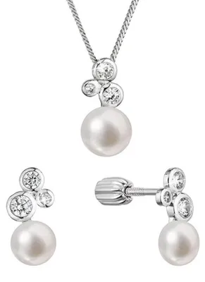 Produktbild von Zartes Silberset mit Zirkonen und Perlen Pavona 29062.1B ( Ohrringe, Kette, Anhä nger)