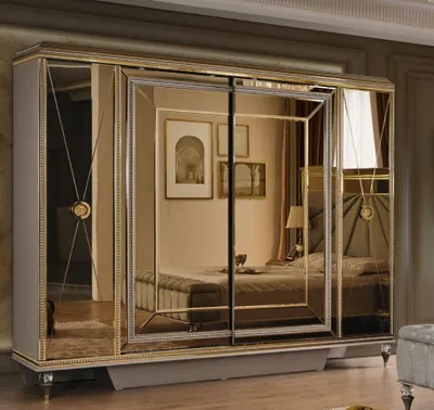Immagine prodotto di Armadio camera da letto Armadi a quattro ante specchio oro