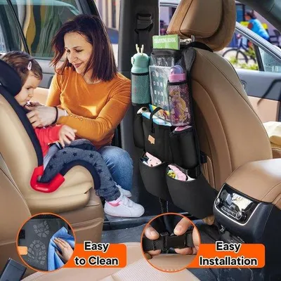 Produktbild von Famanu Auto-Organizer für Kinder - mit 11 Zoll Tablethalter - Kofferraum-Organizer - Rücksitzschutz