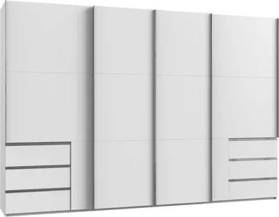 Produktbild von Schwebetürenschrank Level Kleiderschrank Ausführung wählbar mit Schubladen,weiß,350x65x236cm