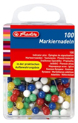 Produktbild von Herlitz Markierungsnadeln Größe 6 farbig sortiert Metallstift 100 Stück