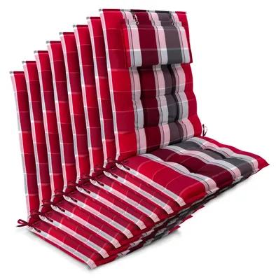 Produktbild von Beautissu Sun-HL, 120x50x8cm, Rot gestreift, 8er Set, Gartenstuhlauflage