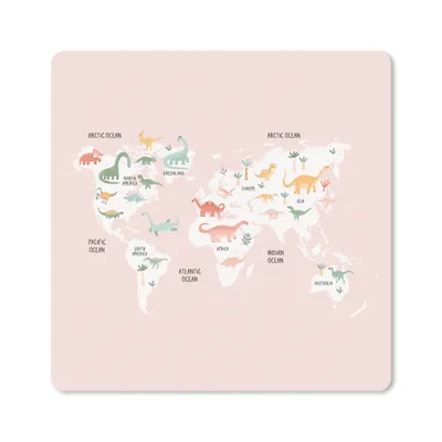 Produktbild von MuchoWow® Mauspad Mousepad Weltkarte - Kinder - Dinosaurier 30x30 cm - Mousepads - Maus Mat - Pad - Mausunterlage - Gaming