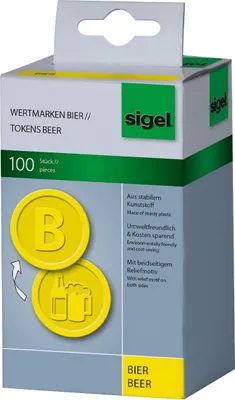 Zdjęcie produktu dla żetony sigel WM004 "Piwo", wykonane z tworzywa sztucznego, żółte