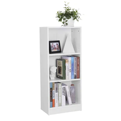 Produktbild von VASAGLE Bücherregal mit 3 Fächern weiß aus Holz 93cm verstellbare Einlegeböden für Wohnzimmer Kinderzimmer und Heimbüro LBC103W