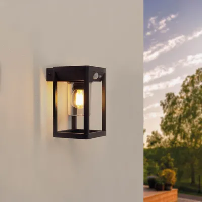Image de Ledvion applique solaire LED Schwarz, Rechteck avec détecteur noir carrée