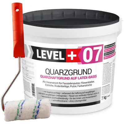 Obrázek produktu pro Sada Malířský váleček 10 cm + Bílý křemenný nátěr 7 kg Základní nátěr pro roubování Level+07