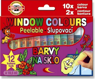 Obrázek produktu pro Sada odlupovacích barev na sklo KOH-I-NOOR 12x10 ml