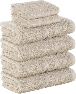 Produktbild von 6 tlg. SET Premium Frottee 2x Gästehandtuch und 4x Handtuch in Sand Creme in 500g/m² aus 100% Baumwolle