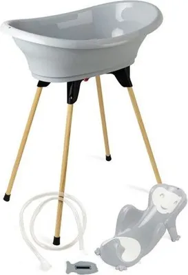 Immagine prodotto di Vaschetta da bagno Vasco 5 in 1, grigio Charme, con seduta reclinabile Babycoon e termometro da bagno, prodotta in Francia