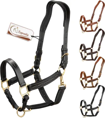 Produktbild von Esposita anatomisches Lederhalfter "Deluxe" - Schwarz Pony