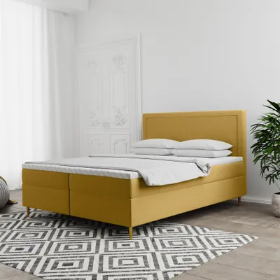 Produktbild von Boxspringbett Schlafzimmerbett LUCIEN 140x200cm in Stoff Soro Gelb