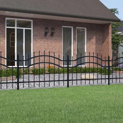 Obrázek produktu pro vidaXL Zahradní plot s ostruhami černý 115 cm ocelový