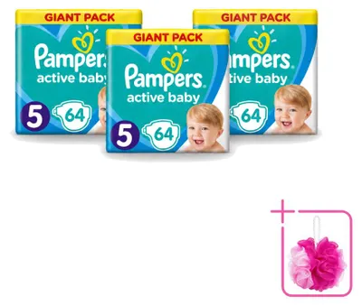 Image de 3 couches Pampers Active Baby, taille 5 (11-16 kg) - Pack économique - 3 pièces