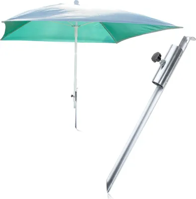 Produktbild von COM-FOUR® Sonnenschirmhalter aus verzinktem Stahl - Erdspieß für den Boden - Standfuß für Sonnenschirm am Strand - Schirmständer - Ø 12-32 mm