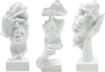 Productafbeelding van Ibenzoa® Moderne abstracte sculptuurset, 3-delig, gemaakt van hars – elegante decoratieve figuren, elk ongeveer 17 cm hoog x 8 cm, geschikt voor woonkamer en kantoor